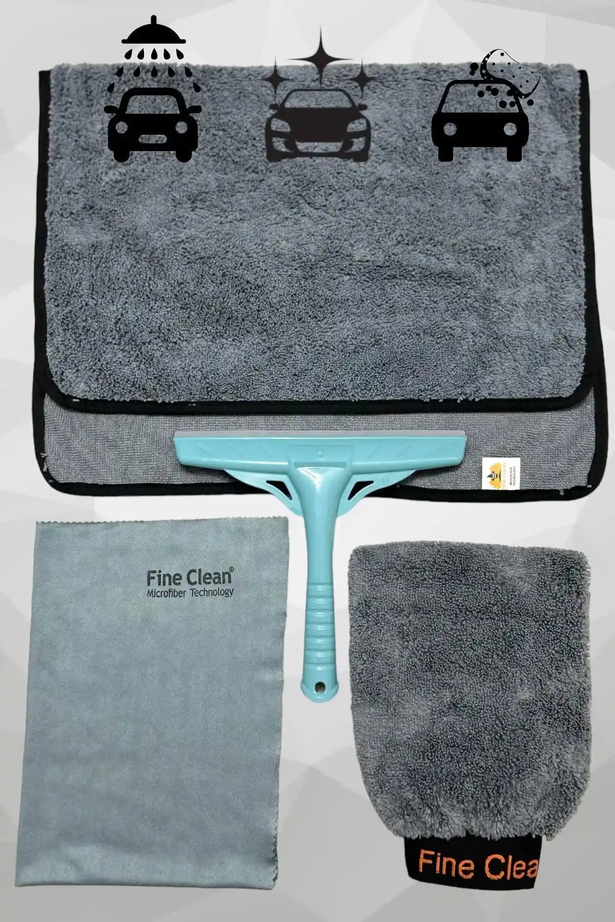 Fine Clean 4'lü Mikrofiber Oto Yıkama ve Temizlik Seti Araç Bakımında Yenilikçi Çözümler