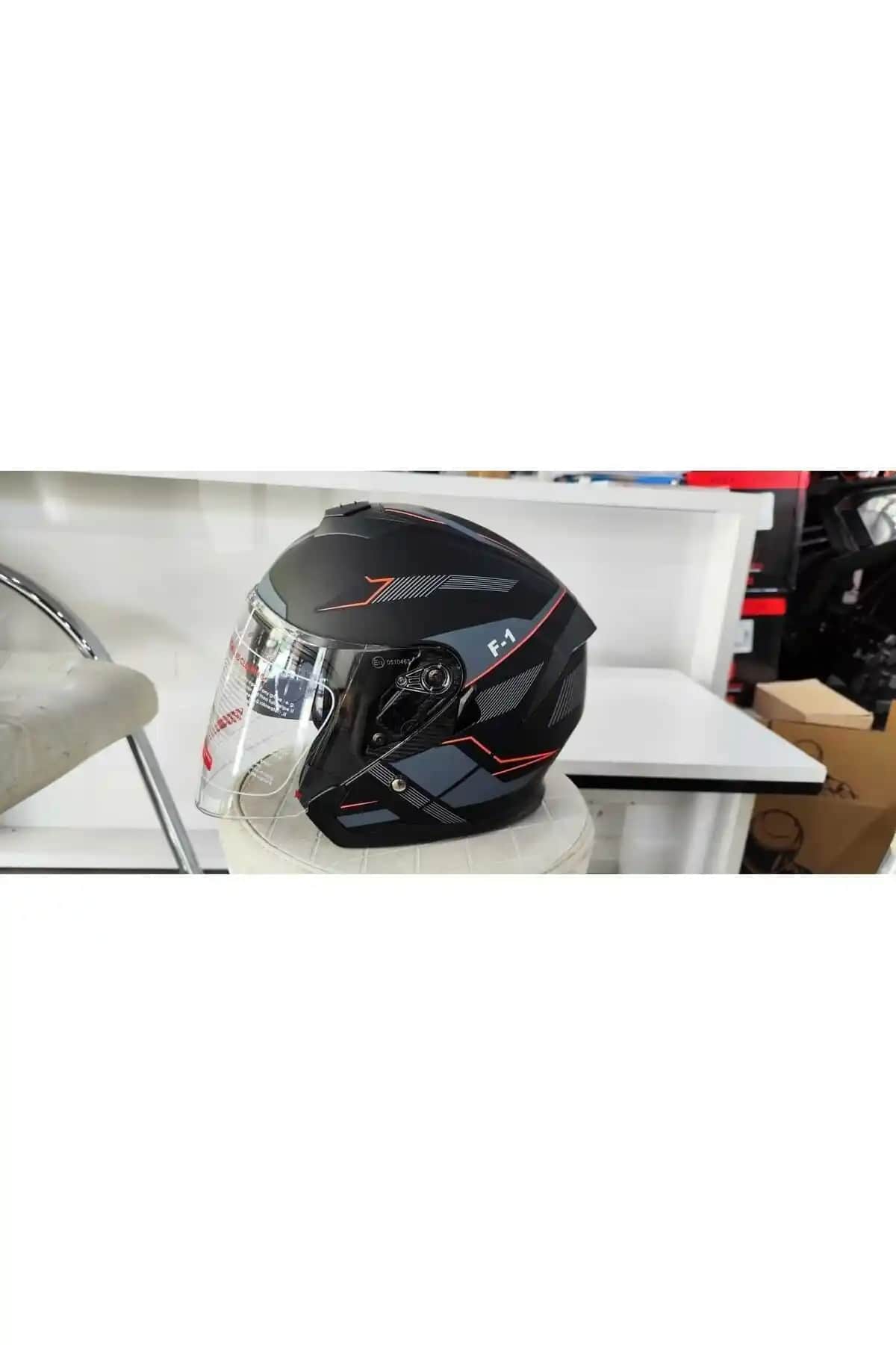 JK20 JK 526 Mat Siyah ve Turuncu Güneş Vizörlü Açık Kask Güvenlik ve Stil Bir Arada