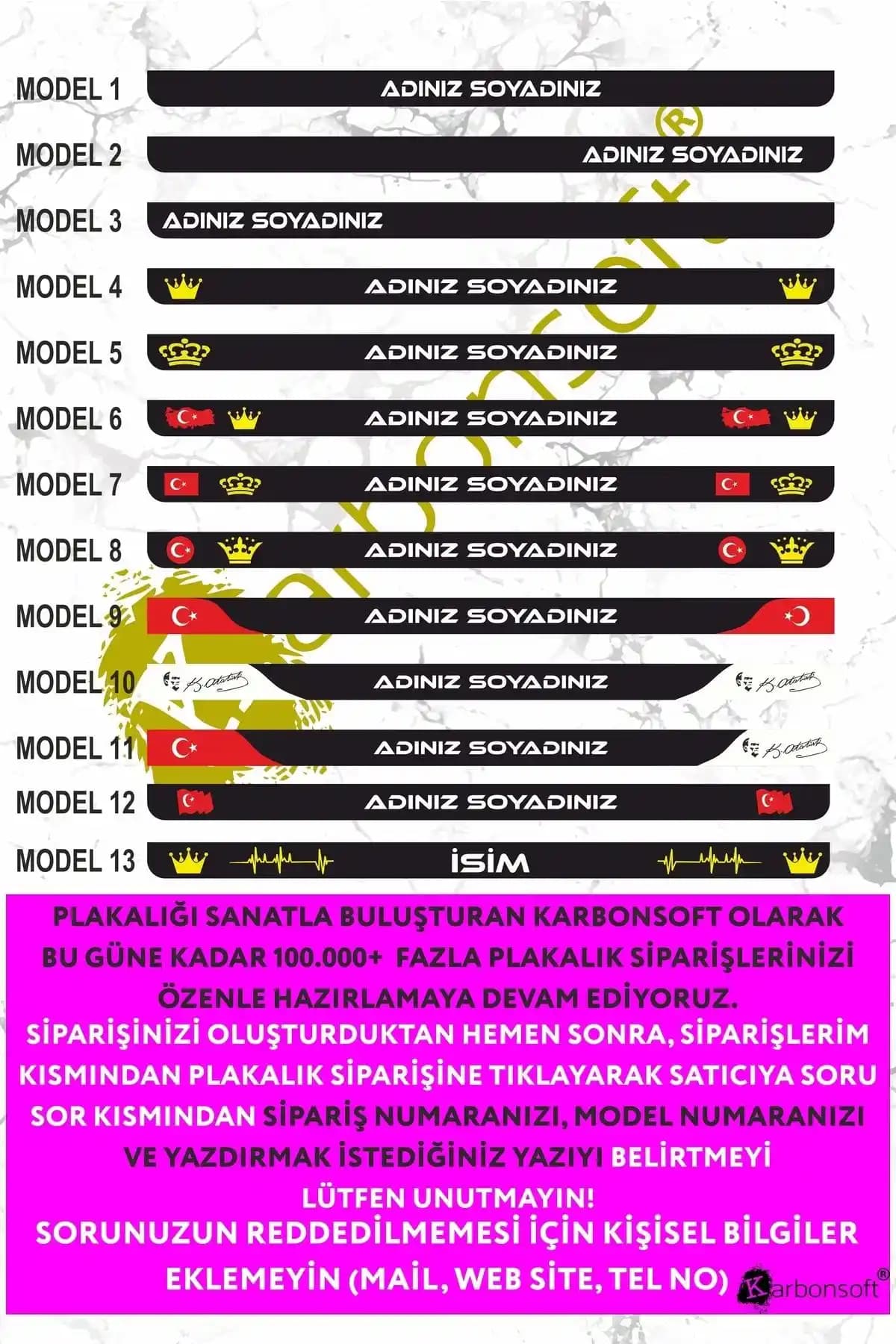 Karbonsoft Kişiye Özel Takmatik Araç Logo ve İsimli Plakalık Ürün Özellikleri