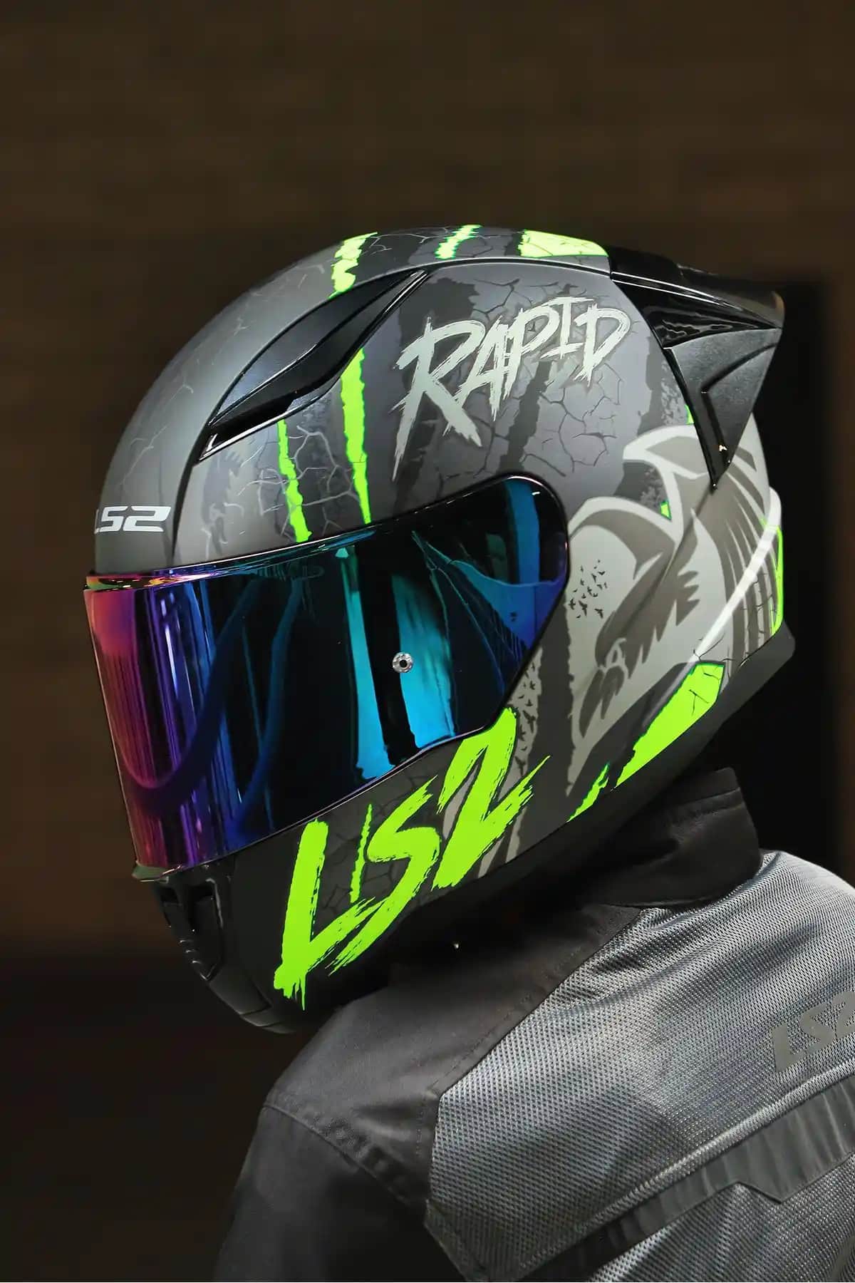 LS2 Rapid 2 Race Raven Siyah-Gri-Neon Sarı Kask: Güvenlik ve Konforun Birleşimi