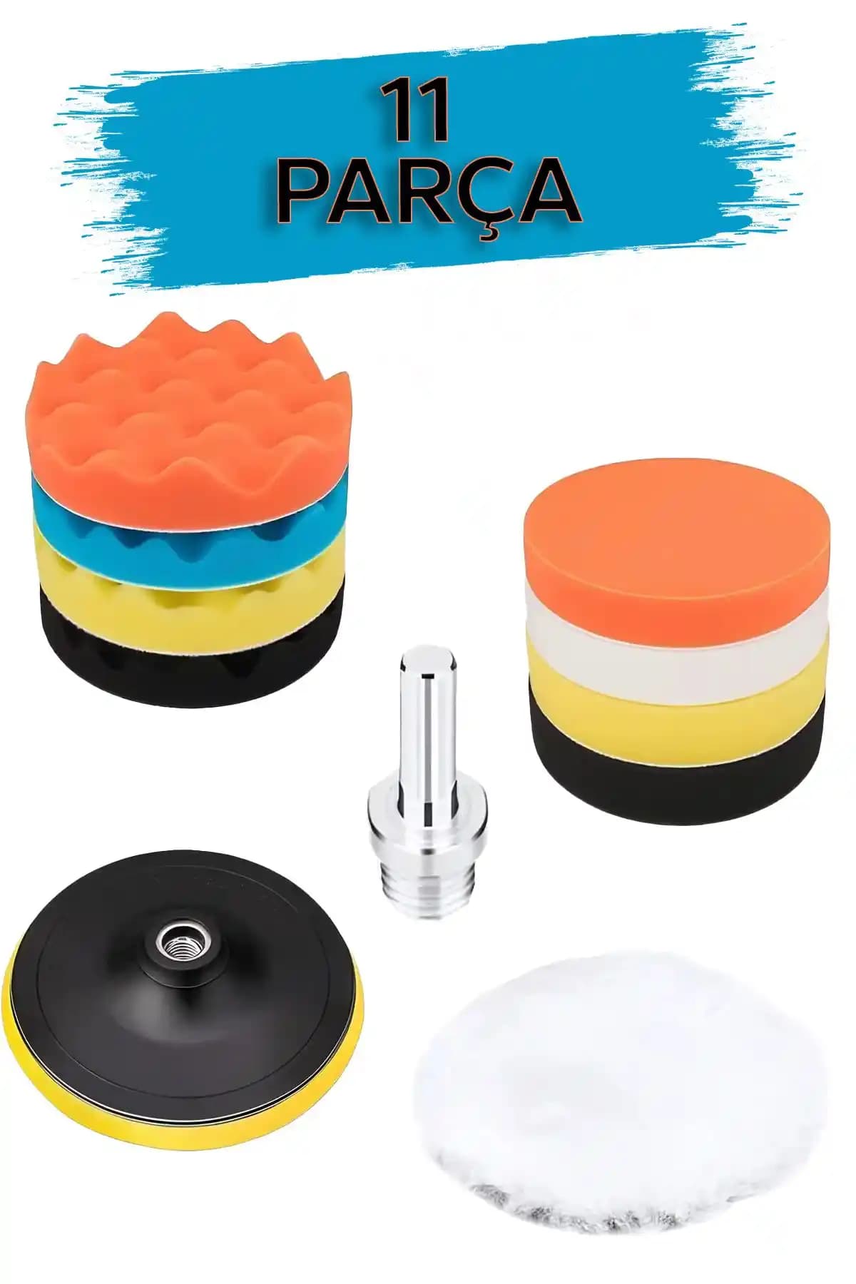 Mkey Oto Parlatma Seti 115 mm Keçe Pedleriyle Profesyonel Araç Cilası ve Polisaj