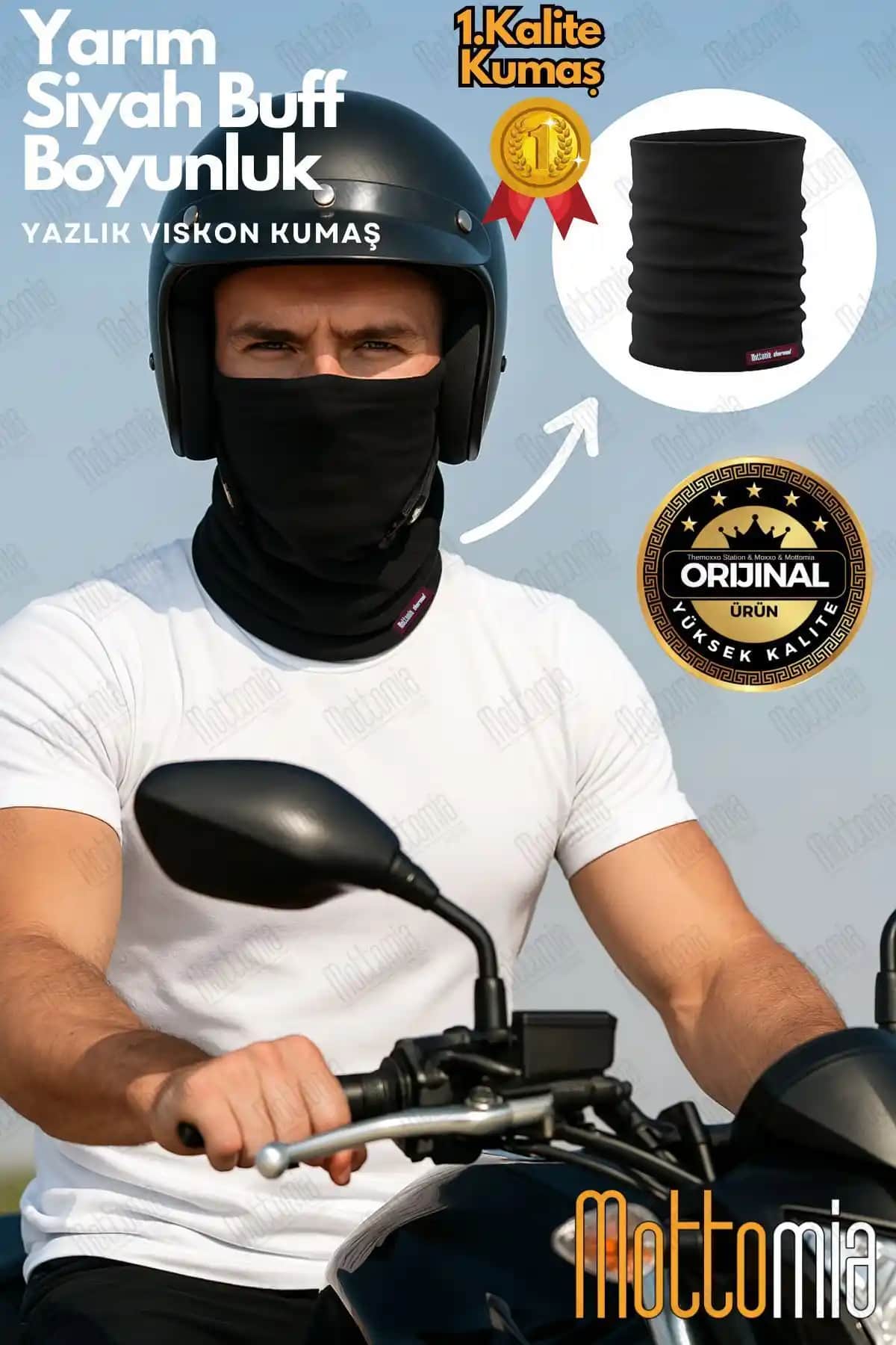 Mottomia Siyah Yazlık Unisex Viskon Bandana Çok Yönlü Stil Aksesuarı