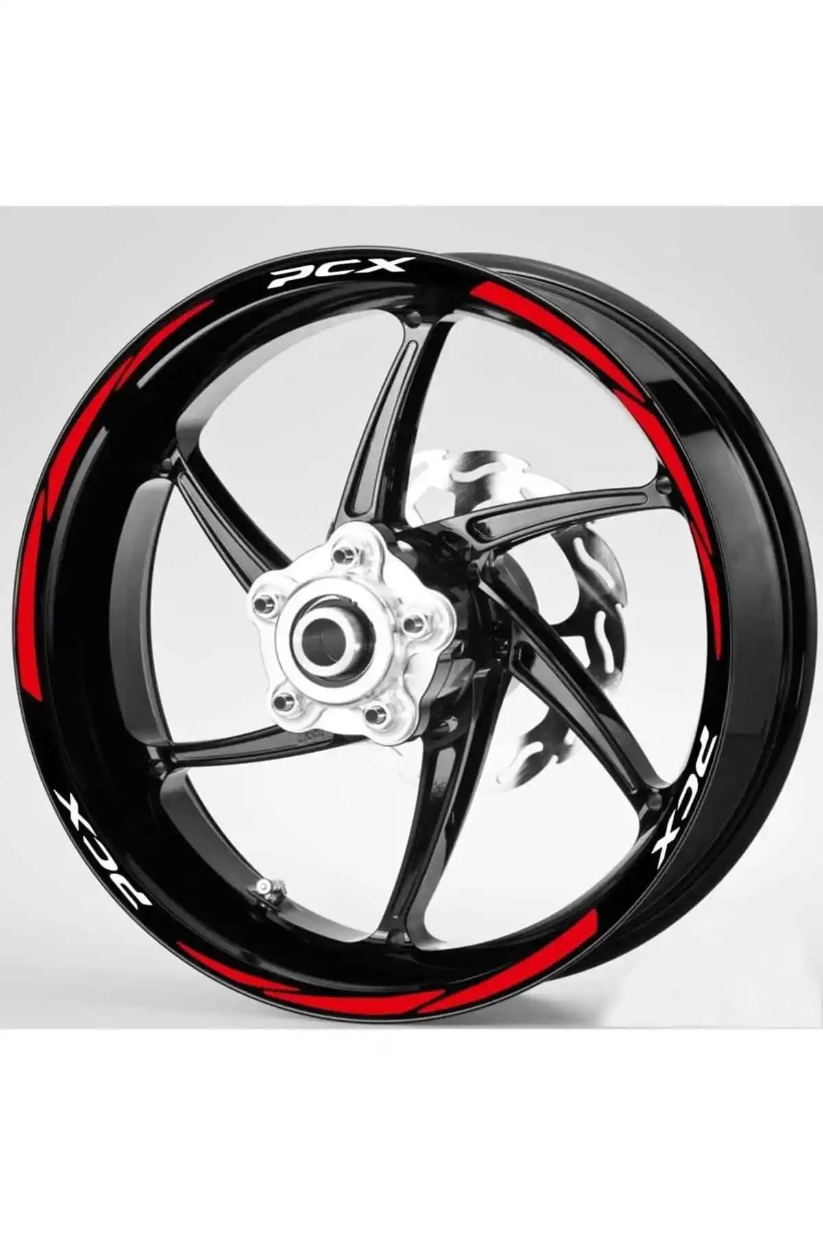 Redline Grafik PCX Jant Şeridi Beyaz ve Kırmızı Detaylı Dayanıklı ve Estetik Tasarım
