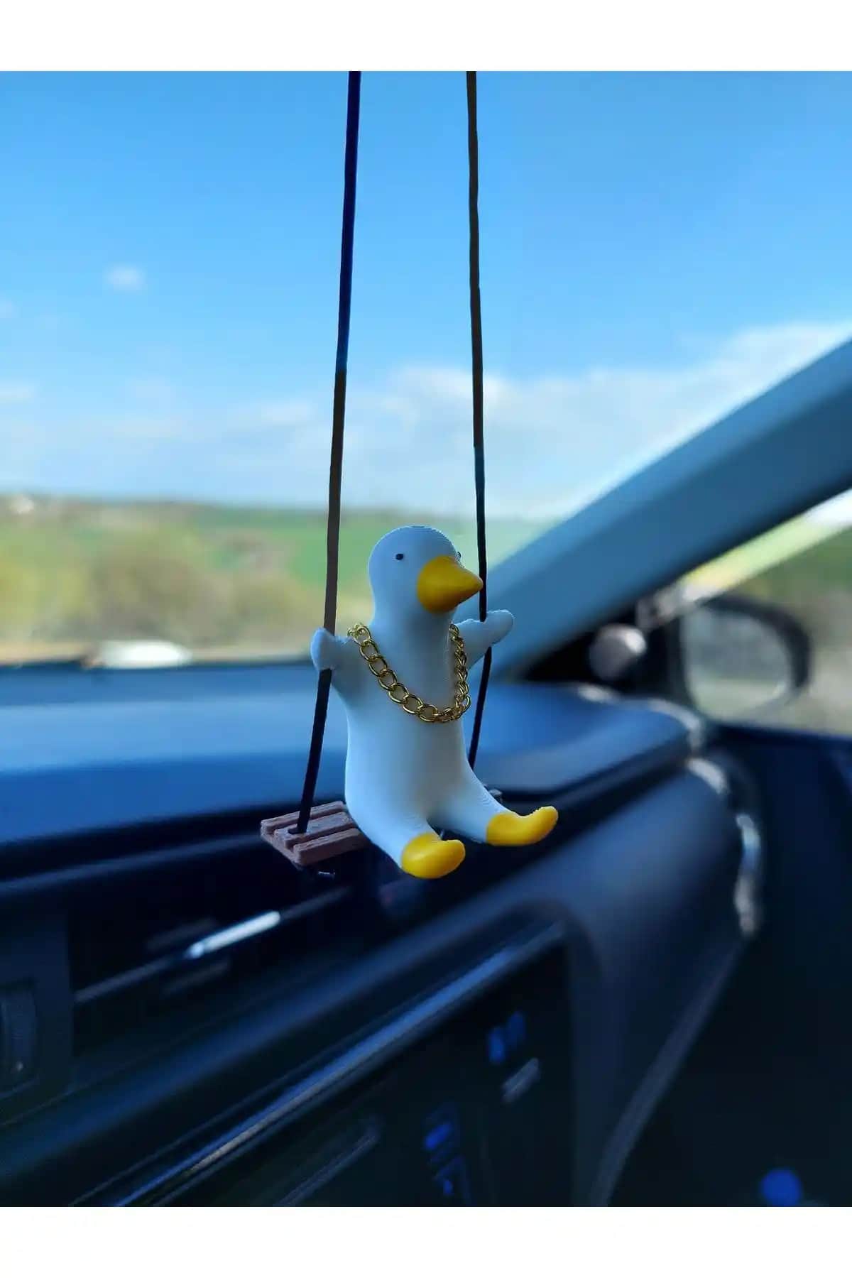 Rex Aksesuar Zincirli Sallanan Ördek Dikiz Aynası Süsü Modern ve İşlevsel Araç Dekoru