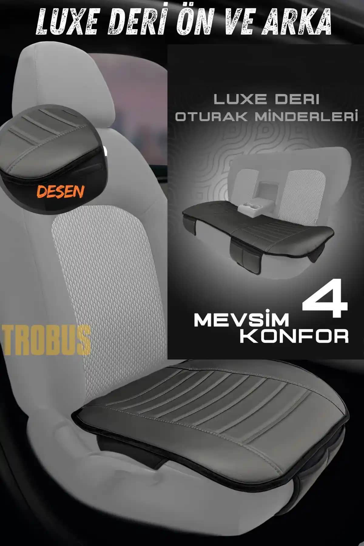 TROBUS Su Geçirmez Ön ve Arka Araba Koltuk Minderleri Modern Tasarım ve Dayanıklılık
