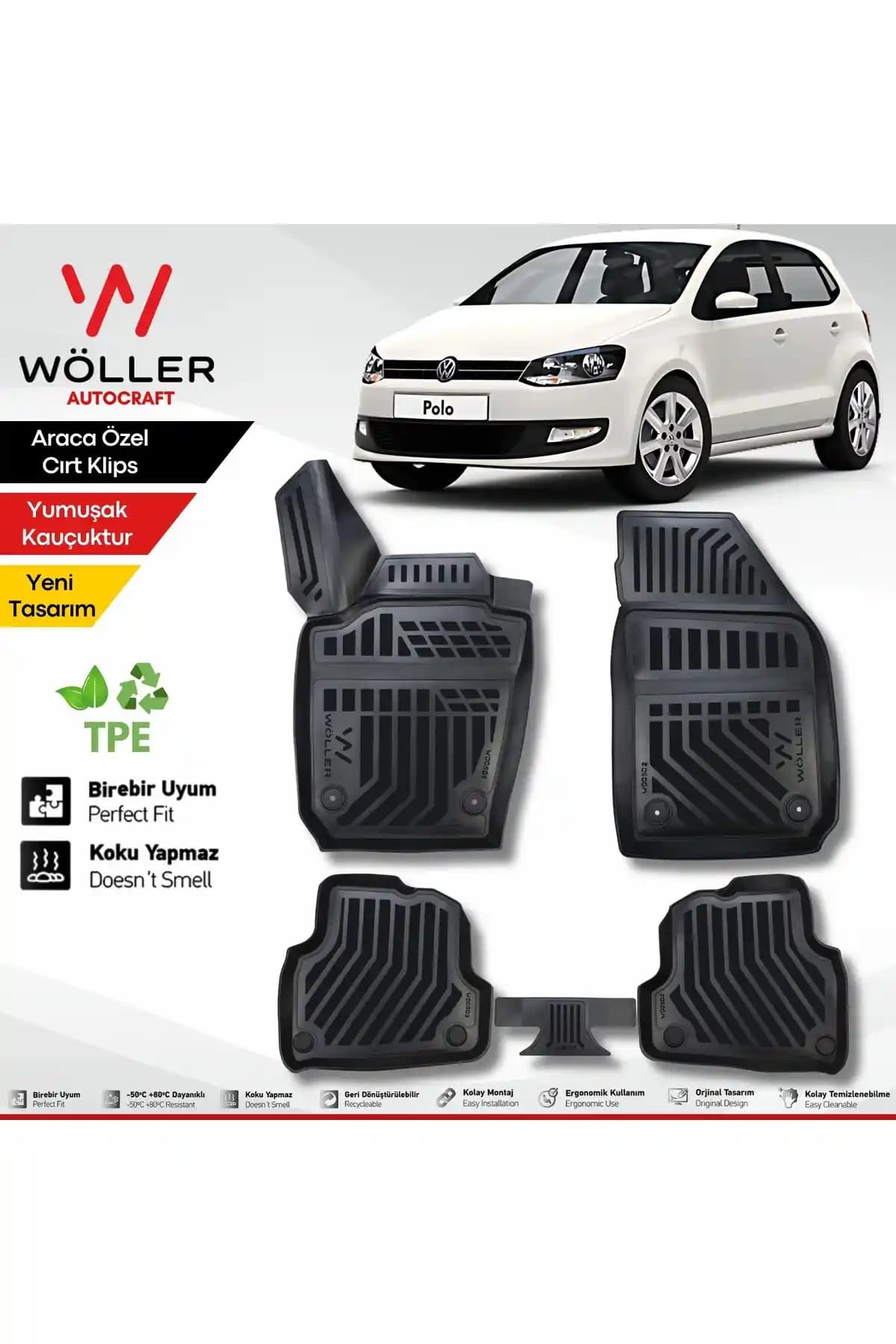 Volkswagen Polo 2010-2017 İçin 3D Havuzlu Paspaslar Kalite ve Uyum Garantisi