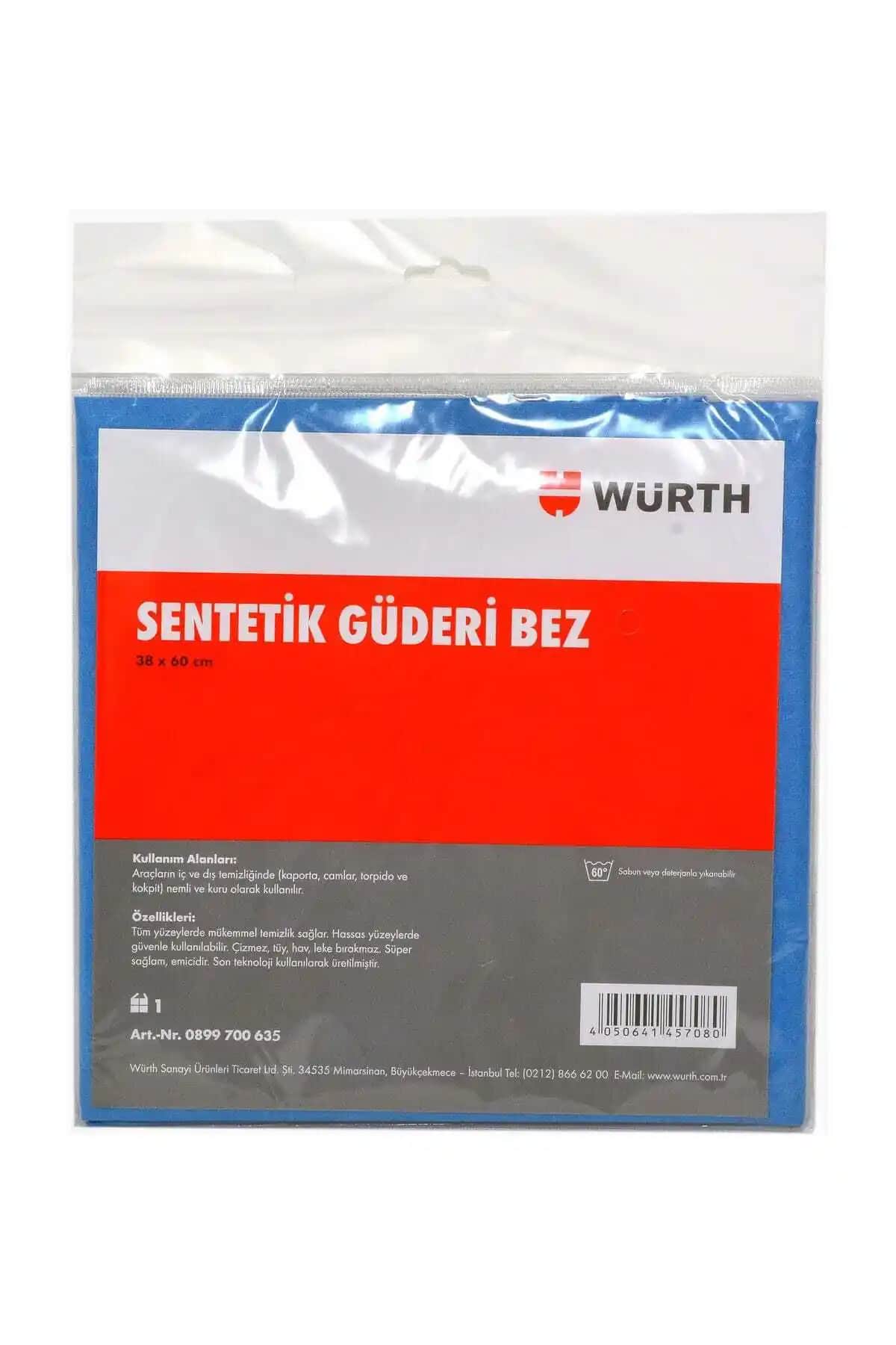 Würth Sentetik Güderi Bez 38x60 Cm Mavi Yüzey Temizliği ve Bakım İçin Üstün Performans