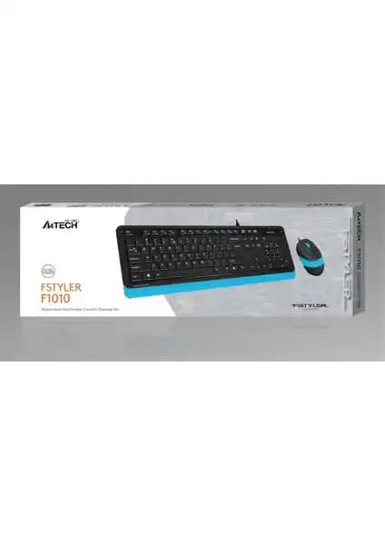 A4Tech F1010 USB Q Trk Optik Mouse ve Standart Klavye Seti Ev ve Ofis Kullanımı İçin