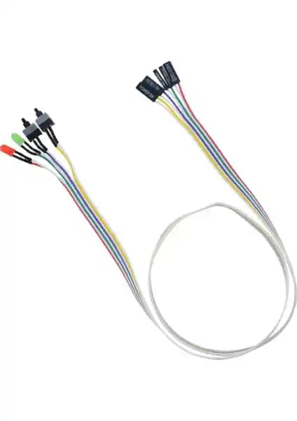Alfais 5064 Anakart LED Işıklı Power ve Reset Butonu Kablo Seti Yüksek Performanslı Tasarım