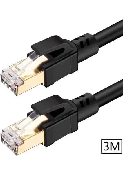 Alfais 5215 Cat8 3m Ethernet Kablosu 40GBPS Yüksek Hızlı ve Dayanıklı İnternet Bağlantısı