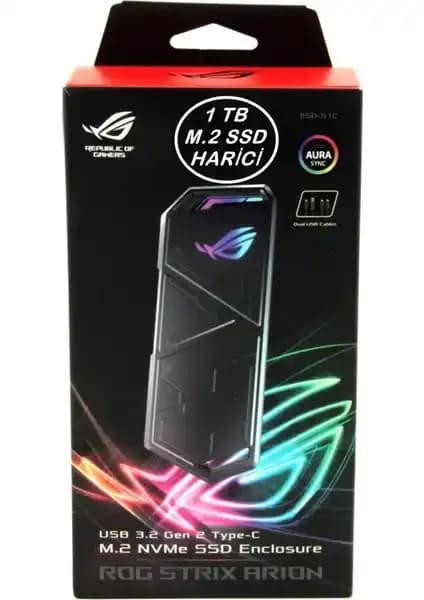 Asus ROG Strix Arion 1 TB NVMe USB-C Harici SSD Yüksek Performans ve Şık Tasarım