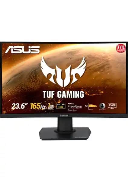 Asus TUF VG24VQE Kavisli 23.6 İnç Monitör: Yüksek Performans ve Gelişmiş Oyun Deneyimi