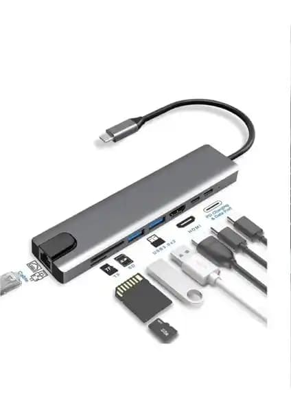 ATAsoft MacBook Pro ve Air için Çoklu Bağlantı Çözümü USB Type-C Hub Dönüştürücü