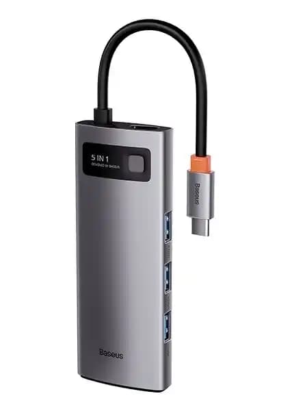 Baseus Metal Gleam Serisi 5'li Type-C Hub Adaptörü ile Çoklu Bağlantı ve Şık Tasarım