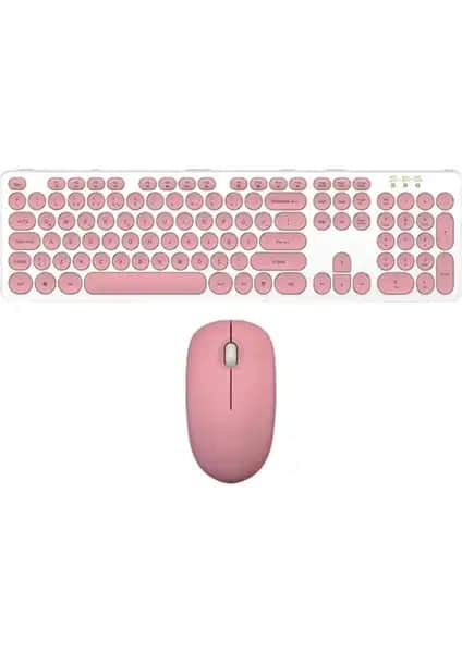 Batcell Pembe Kablosuz Klavye ve Mouse Seti Ergonomik ve Estetik Tasarım