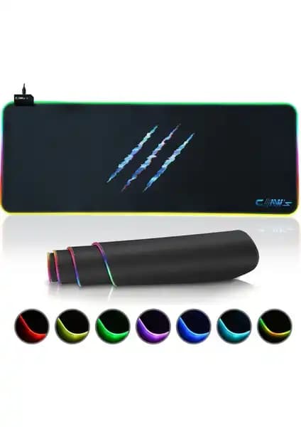 Claw's Raptor 80X30CM Mikrofiber Yüzeyli RGB Mousepad Modern Oyun ve Çalışma Alanları İçin