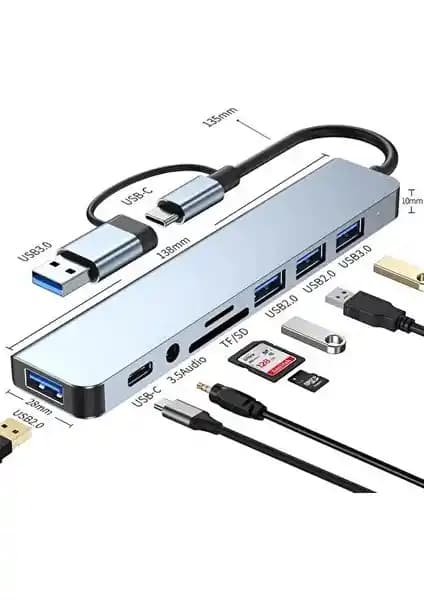 Comse 8 In 1 USB Type-C Hub ile Çok Fonksiyonlu Bağlantı Çözümü