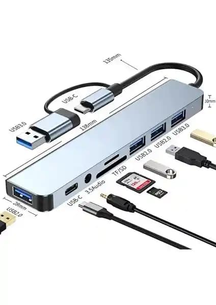 Comse Çok Fonksiyonlu USB Type-C Hub Macbook Pro ve Air Uyumlu Çok Portlu Adaptör