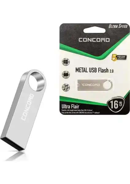 Concord USB Flash Bellek 16GB Metal Ultra Flair: Şık ve Dayanıklı Taşınabilir Depolama Cihazı