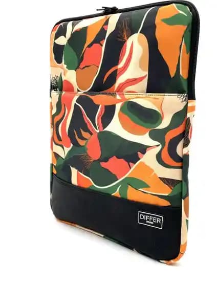 Differ Studio 15.6 inç Tropikal Yaprak Desenli Su Geçirmez Laptop Kılıfı