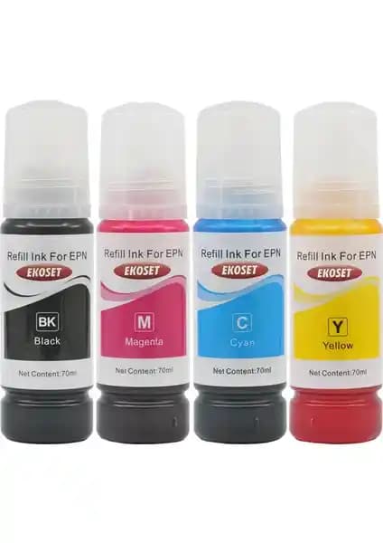 Ekoset Epson 103 Ecotank Uyumlu Muadil Mürekkep Seti 4 Renk Ekonomik ve Yüksek Kalitede