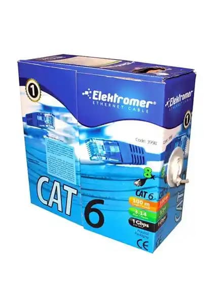 Elektromer Cat6 24 Awg Ethernet Kablosu 100 Metre Siyah Güçlü ve Dayanıklı Ağ Çözümü