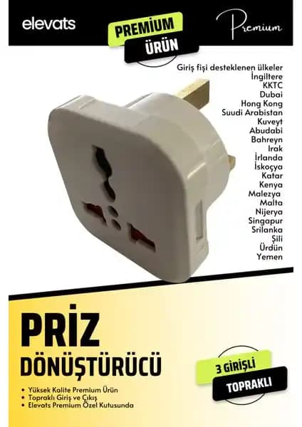 Elevats Premium İngiliz Erkek Fişli Seyahat Adaptörü Üstün Kalite ve Çok Yönlülük ile Güvenli Seyahat Çözümü