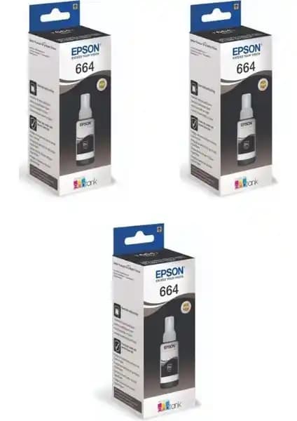 Epson T664 L300 3'lü Siyah Orijinal Mürekkep Kartuşu Yüksek Kalite ve Güvenilirlik