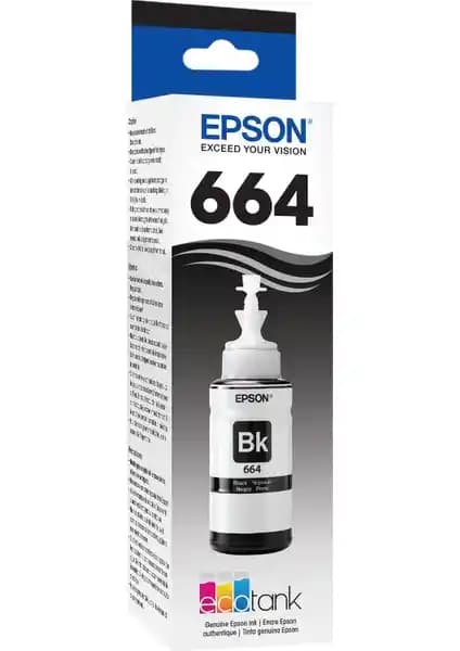 Epson T664 Siyah Mürekkep 70 ml - Yüksek Kalite ve Güvenilirlik İçin Uygun