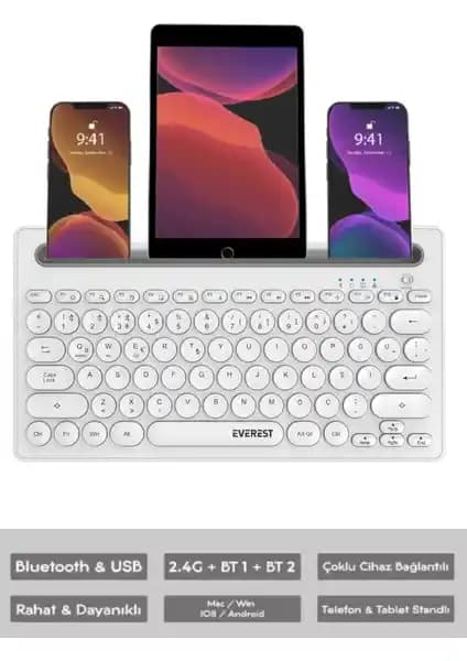 Everest KB-BT84 Bluetooth Kablosuz Klavye: Modern ve Şık Tasarımıyla Yüksek Performans