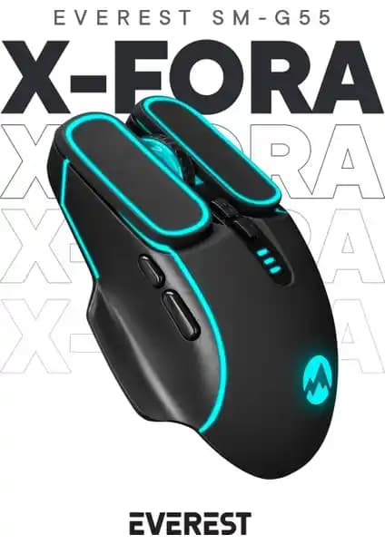 Everest SM-G55 X-FORA oyuncu mouse'u yüksek DPI ve LED ayandırmasıyla performansı artırır