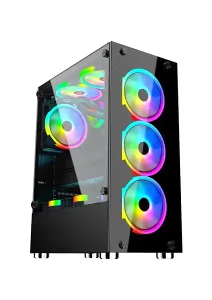 GameForce Glass 6X120MM Rainbow Fanlı Oyuncu Kasası: Estetik ve Yüksek Performans Özellikleri