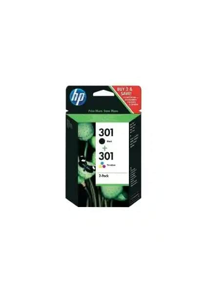HP 301 CR340EE İkili Paket Siyah ve Renkli Kartuş Seti Yüksek Kapasiteli ve Uyumlu Yazıcılar İçin
