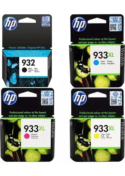 HP 932 - 933XL Yüksek Kapasiteli Orijinal 4'lü Kartuş Seti - Uyumlu ve Ekonomik Baskı Çözümü