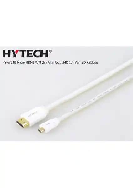 Hytech Hy-W240 Micro HDMI Kablosu 2 Metre 1.4 Versiyon 3D ve 2K Destekli