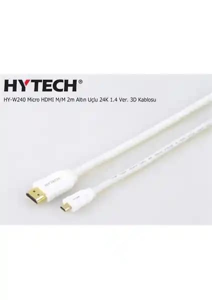 Hytech Hy-W240 Micro HDMI Kablosu 2 Metre 1.4 Versiyon 3D ve 2K Destekli