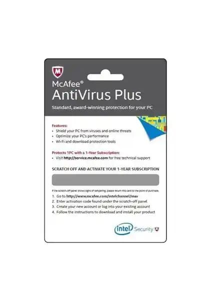 Intel McAfee Antivirus Plus Aktivasyon Kartı ile Güvenilir ve Kolay Bilgisayar Güvenliği Çözümü