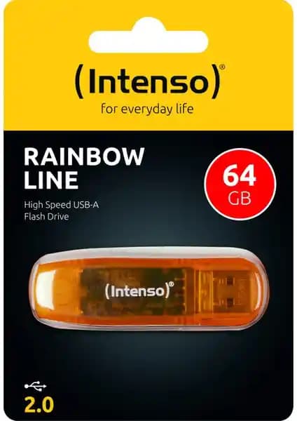 Intenso 64GB Rainbow Line USB 2.0 Bellek: Günlük Veri Aktarımı İçin Renkli ve Uygun Fiyatlı Çözüm