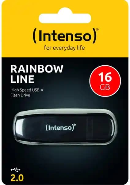 Intenso Rainbow Line 16GB USB 2.0 Flash Sürücü Günlük Veri Aktarımı İçin Uygun