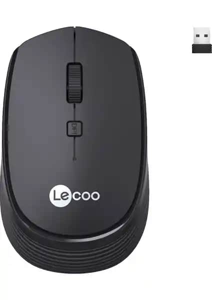 Lecoo WS202 Kablosuz Optik Mouse 1200 DPI Siyah Ergonomik ve Hafif Tasarım