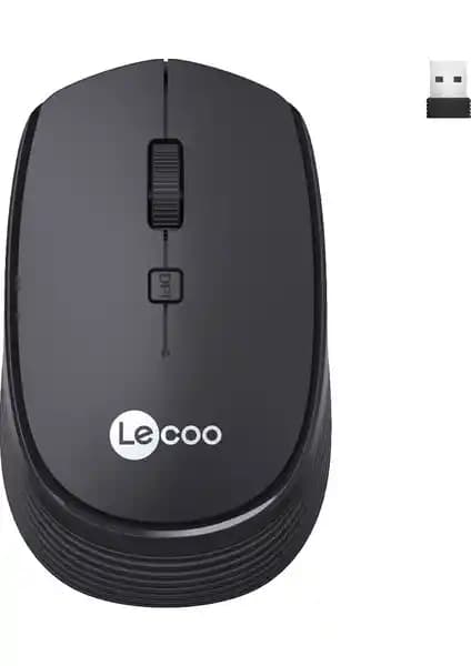 Lecoo WS202 Kablosuz Optik Mouse 1200 DPI Siyah Ergonomik ve Hafif Tasarım