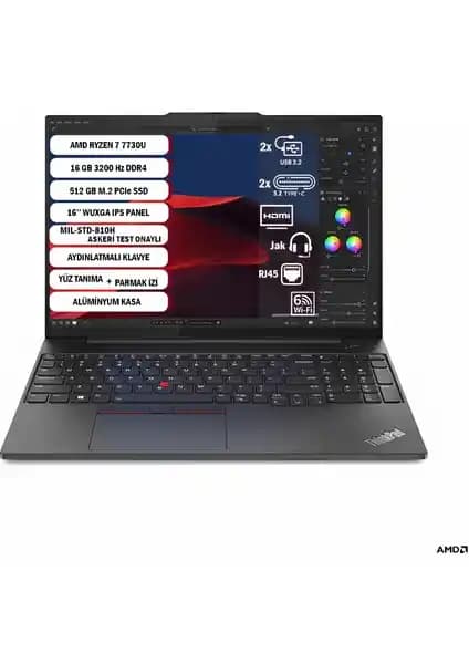 Lenovo ThinkPad E16 Gen 1 AMD Ryzen 7 ile Güçlü ve Şık İş Çözümü