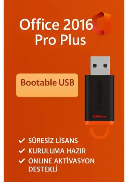 Microsoft Office 2016 Pro Plus Lisans Anahtarı ve 64 GB Bootable USB ile Kolay Kurulum