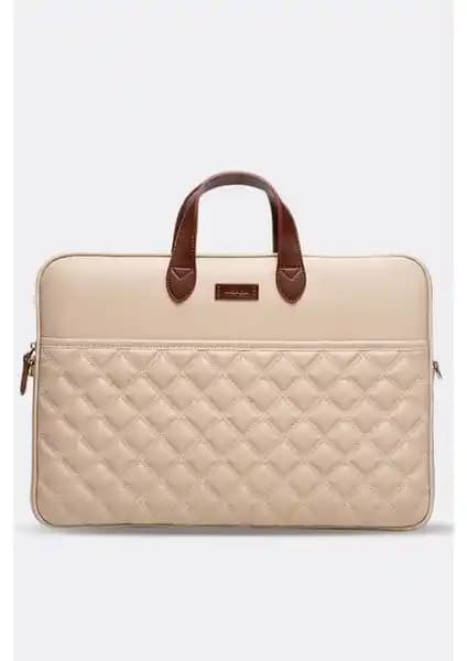 Morca MacBook Air ve Pro 15-16 inç Evrak Çantası Bej renkli dayanıklı ve şık tasarım