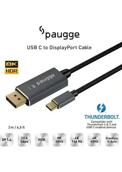 Paugge USB C'den DisplayPort Kablosu Yüksek Performans ve Dayanıklılık Özellikleri