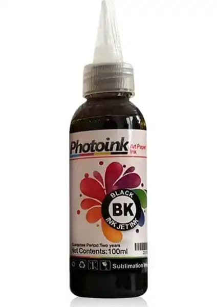 Photoink Süblimasyon Transfer Baskı Mürekkebi Siyah 100g Yüksek Kalite ve Dayanıklılık