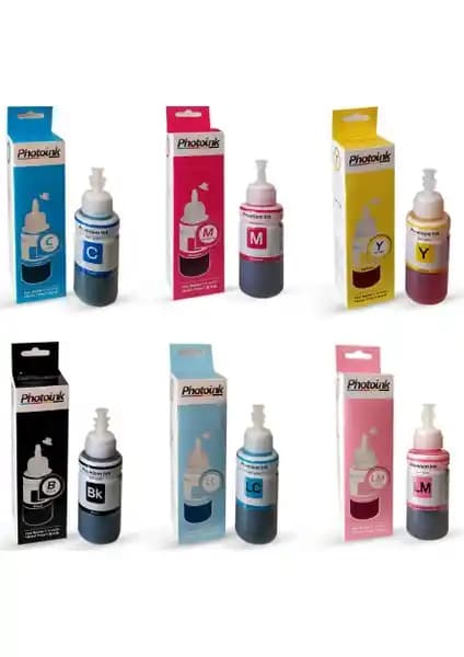 Photoink Uyumlu 6 Renk Mürekkep Takımı ve Seti Yüksek Kalite ve Ekonomik Çözüm