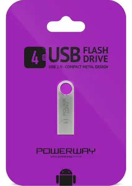 Powerway Metal USB Bellek 4 GB dayanıklı ve şık tasarımıyla taşınabilir veri depolama çözümü