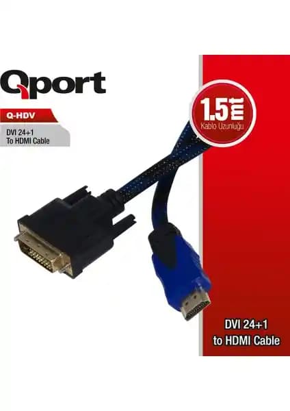 Qport Q-Hdv Dvi To Hdmı 24+1 Konverter Çevirici Kablo: Yüksek Kaliteli Dijital Video ve Ses Aktarımı