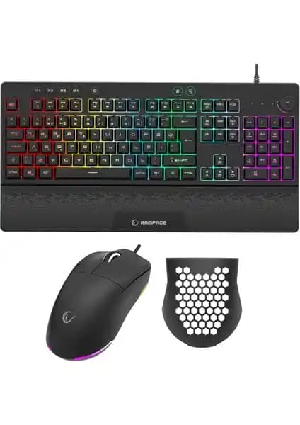 Rampage Eclipse Siyah USB RGB Oyun Klavye ve Mouse Seti Yüksek Performanslı Tasarım